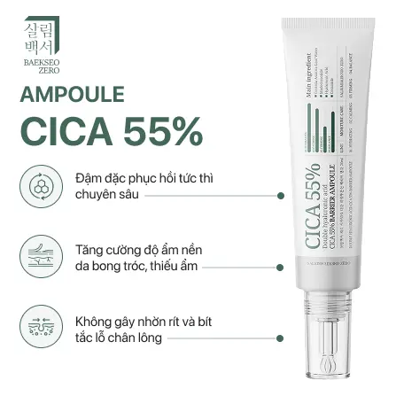Ống tinh chất CICA 55% phục hồi da trị mụn 30ml