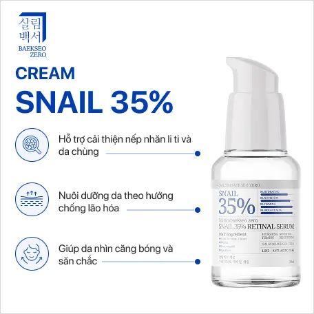 Tinh Chất Serum Ốc Sên Retinal Săn Chắc Nâng Cơ Da Baekseo Zero Snail 35% 30ml