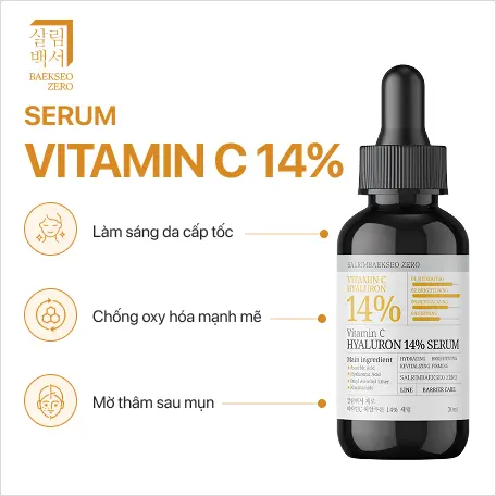 Serum Vitamin C Axit Hyaluronic 14% dưỡng trắng da thâm nám